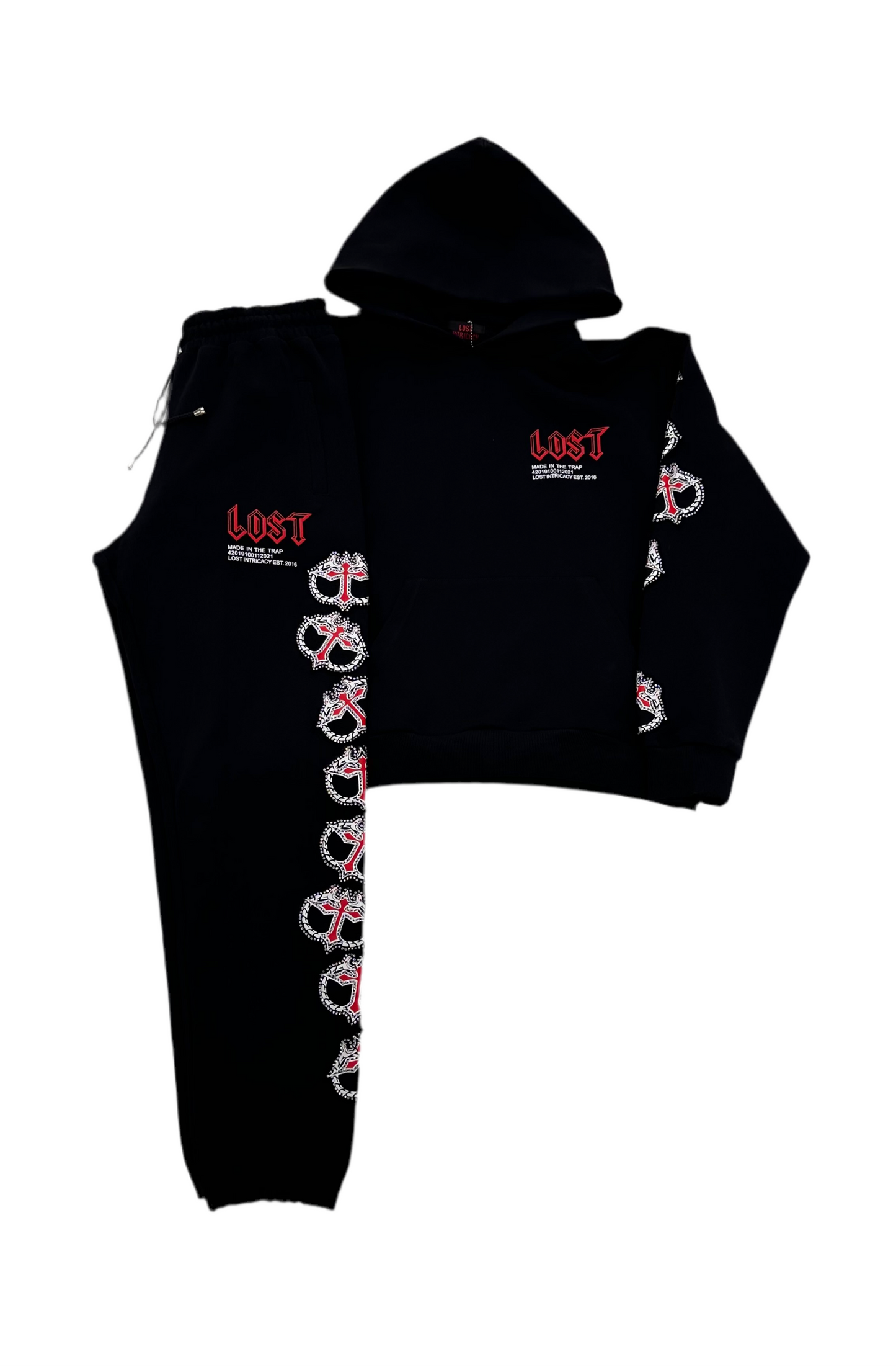 Lost Intricacy Mitt Sweatsuit Black/ Red