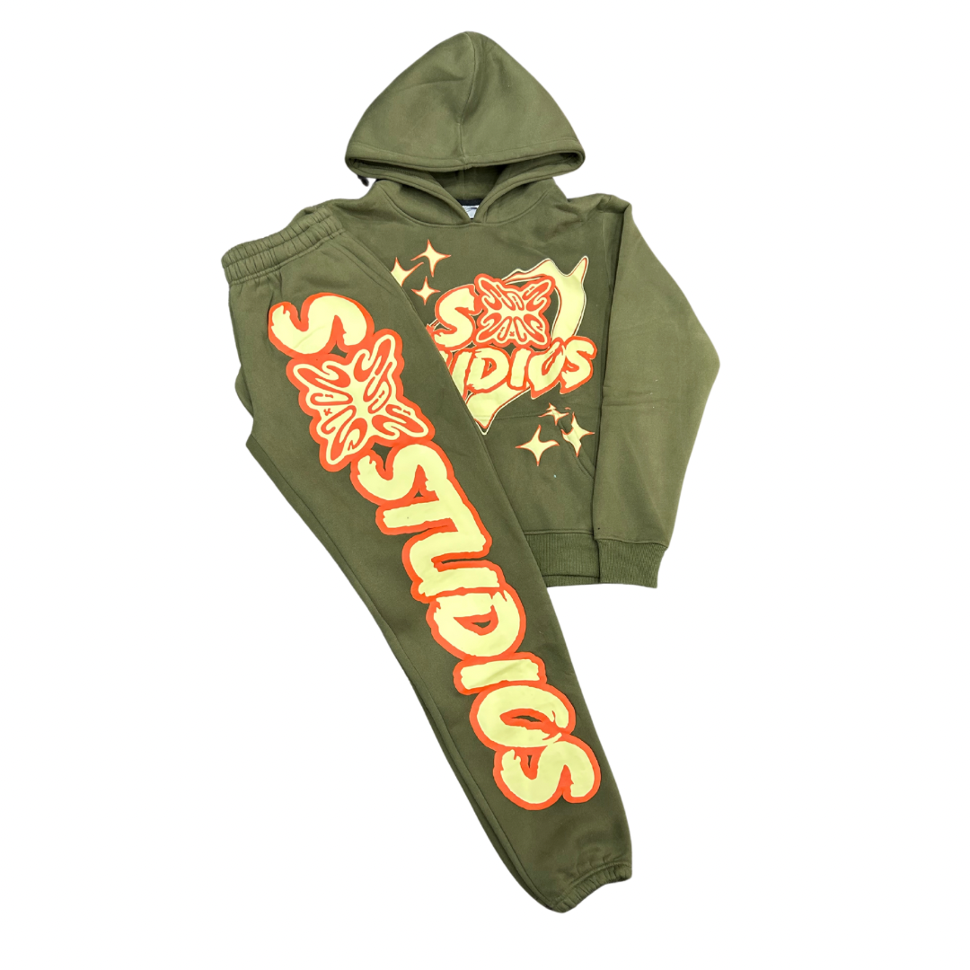 SB Studios Sweatsuit 'Olive/Red'