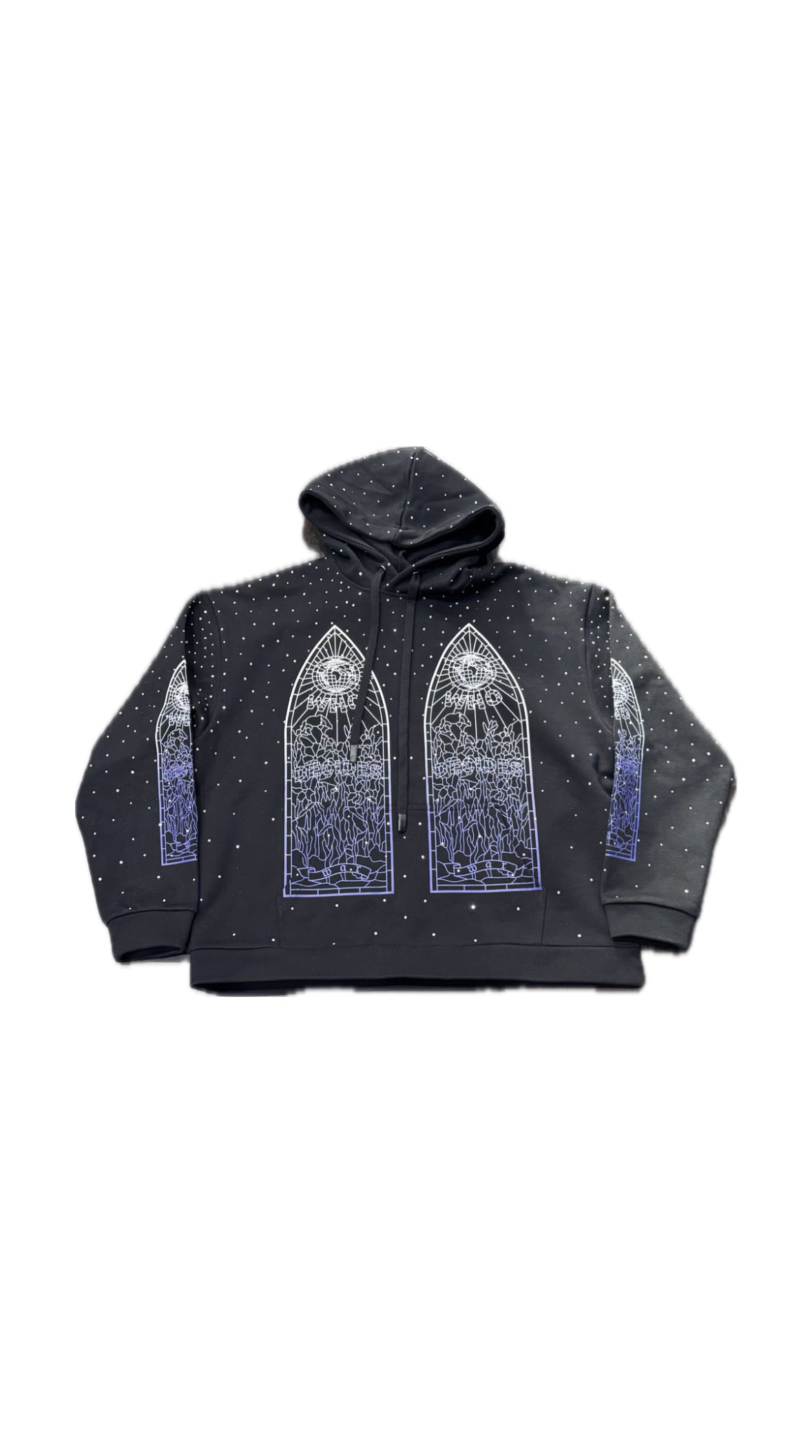 Who Decides War Rhinestone Pullover Hoodie- Black