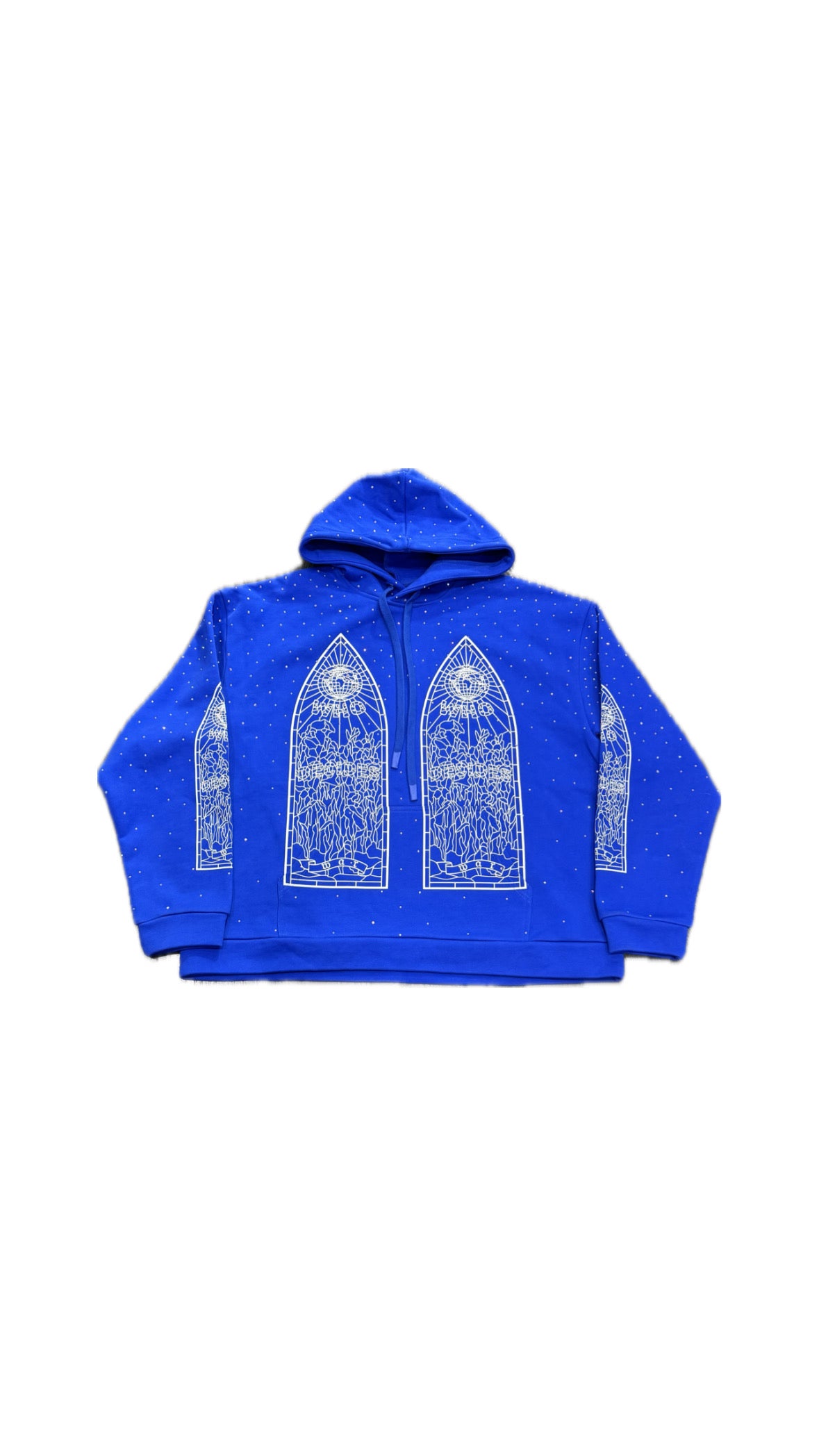 Who Decides War Rhinestone Pullover Hoodie- Blue