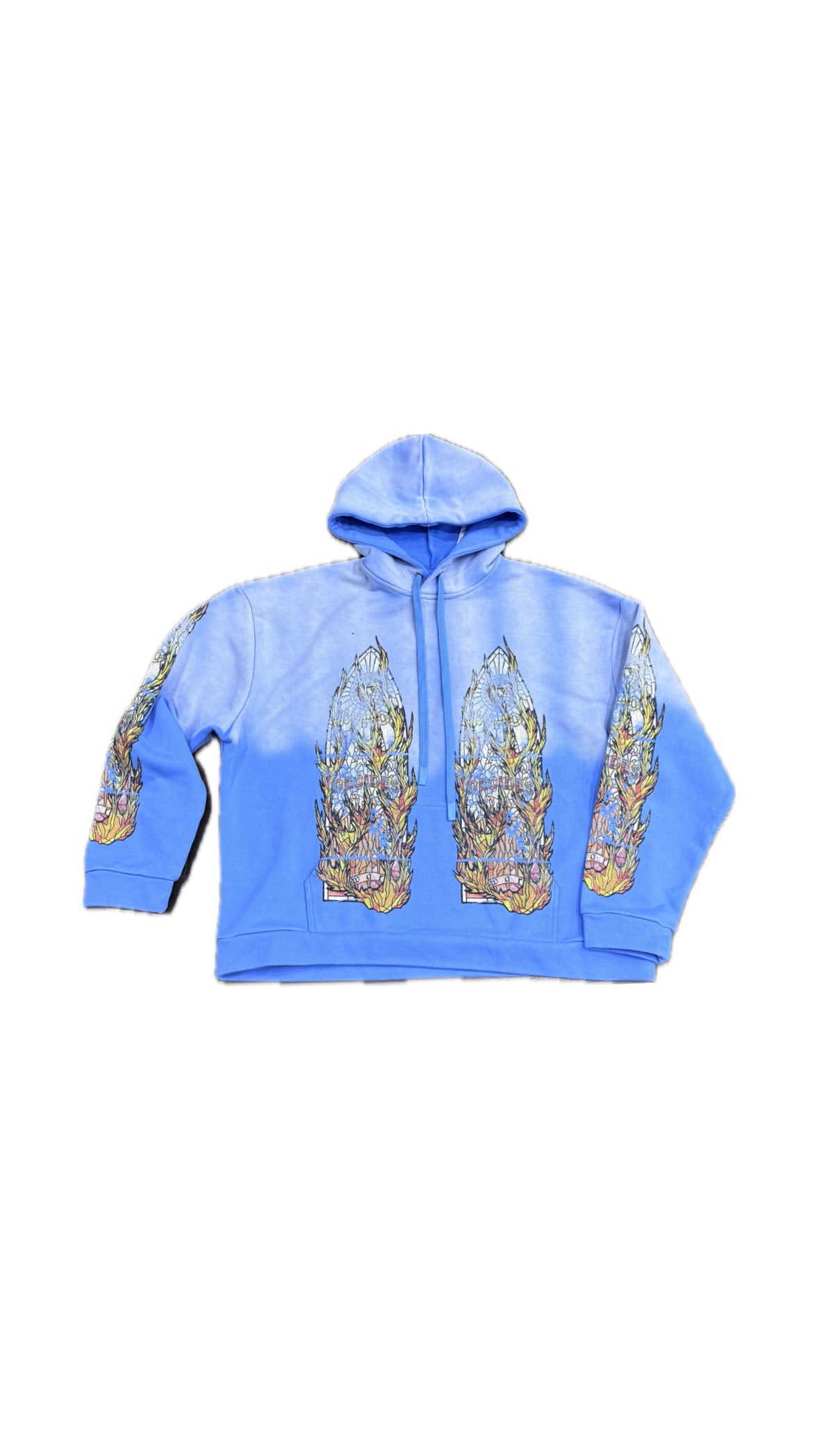 Who Decides War Rhinestone Pullover Hoodie- Baby Blue