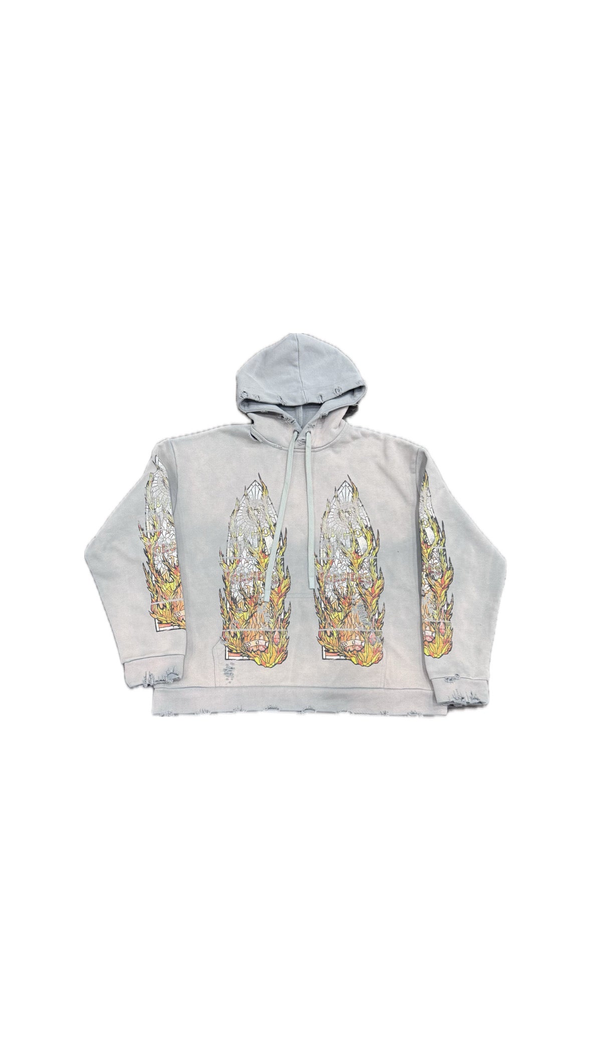 Who Decides War Rhinestone Pullover Hoodie- Faded Grey