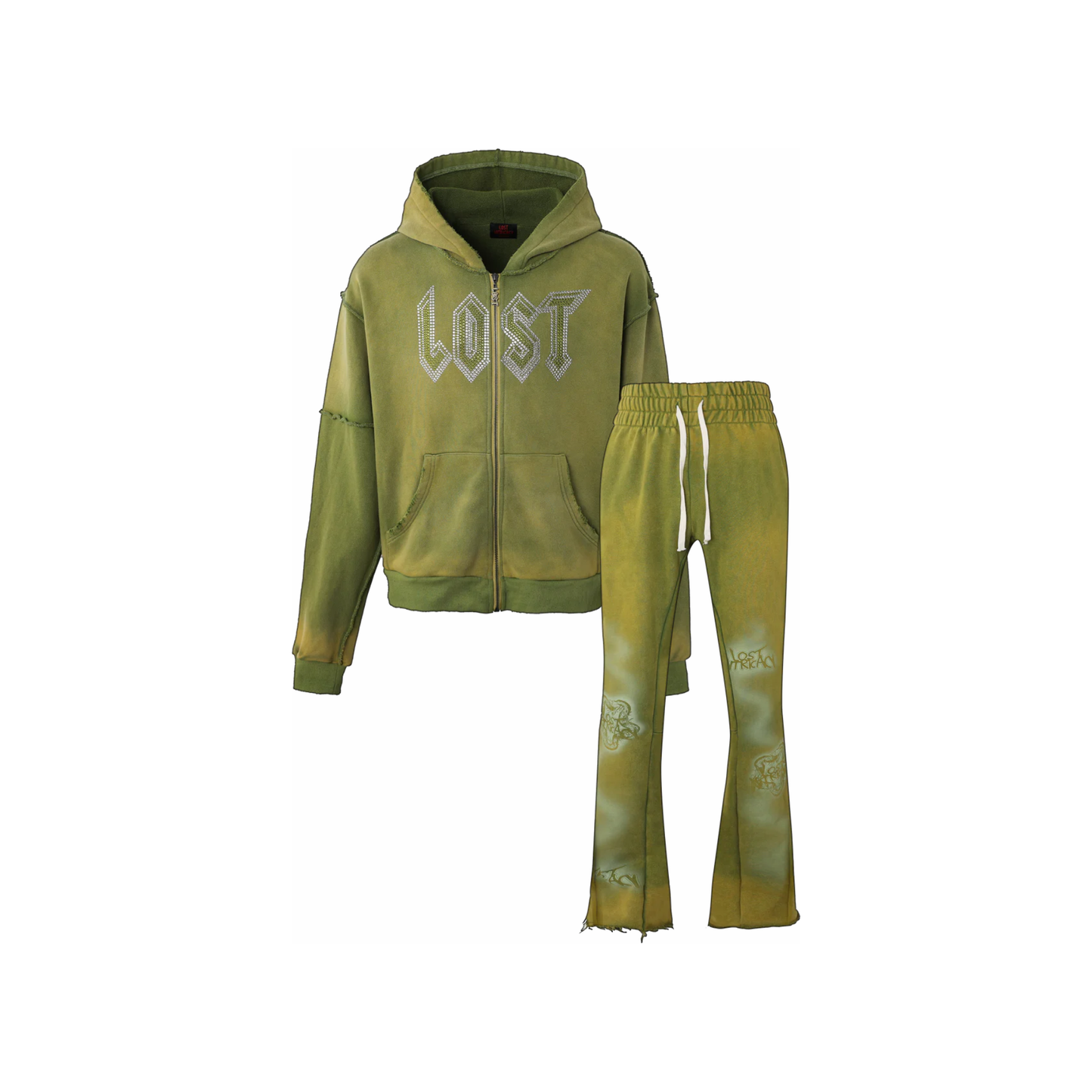 Lost Intricacy Solar Rhinestone Sweatsuit 'Green'