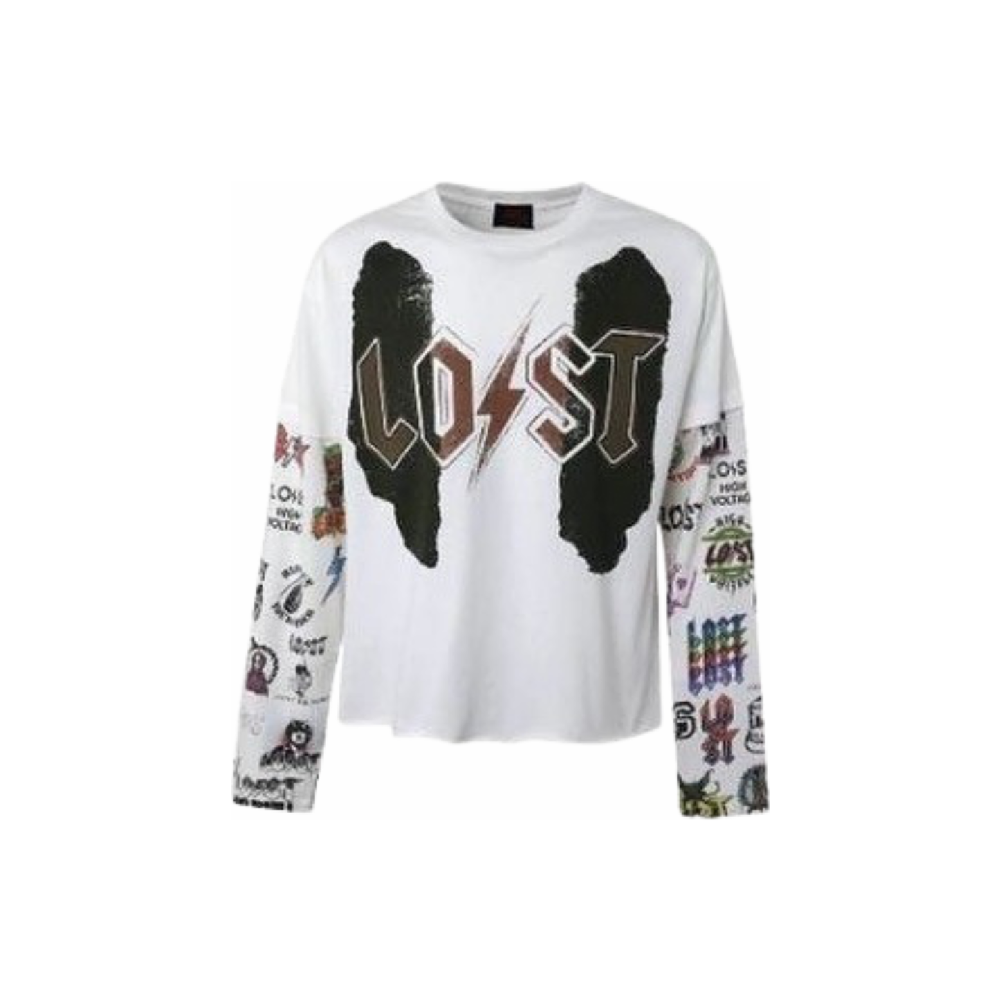 Lost Intricacy Collage Long Sleeve T-Shirt 'White'